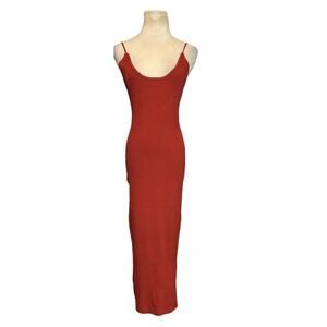 ALL THE WAYS burnt orange ribbed strappy midi dress size Medium